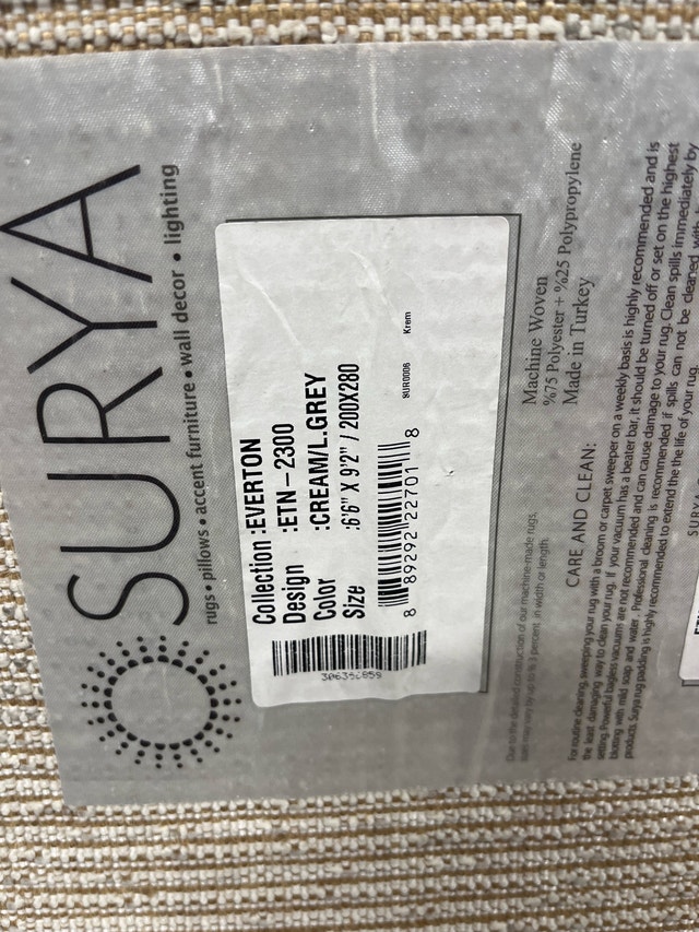 Surya Rug 6'6" x 9'2" Cream/Light Grey Diamond Pattern - photo 5