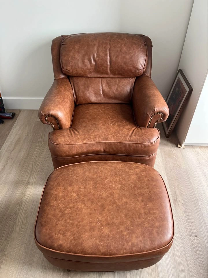 Genuine Leather Dover Club Chair with Ottoman - photo 2