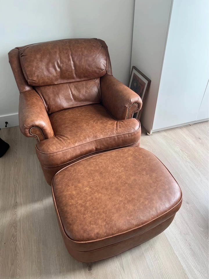 Genuine Leather Dover Club Chair with Ottoman - photo 3