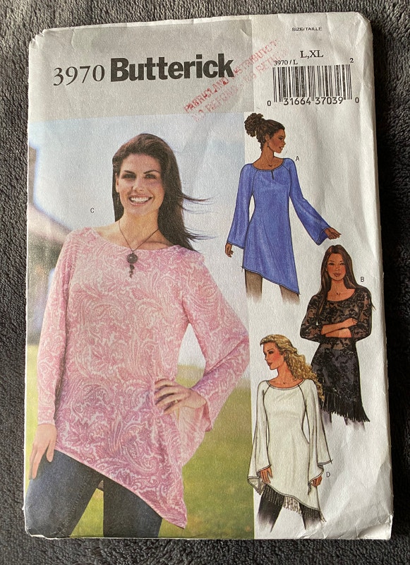 Butterick Sewing Pattern 3970 Misses Petite Tunic Size L Uncut