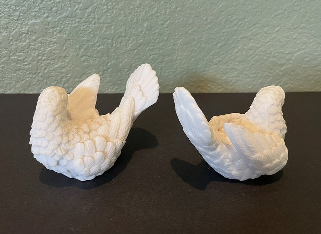 VTG Set White Alabaster Doves Lovebirds Peace Italy A. Santini - photo 2