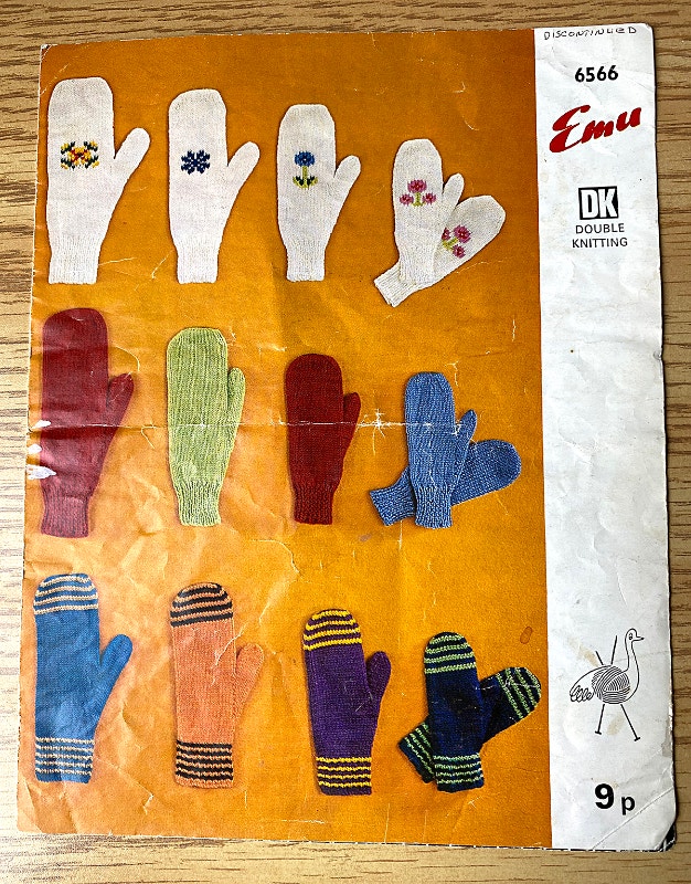 Vintage Emu 6566 Mittens Pattern DK Wool