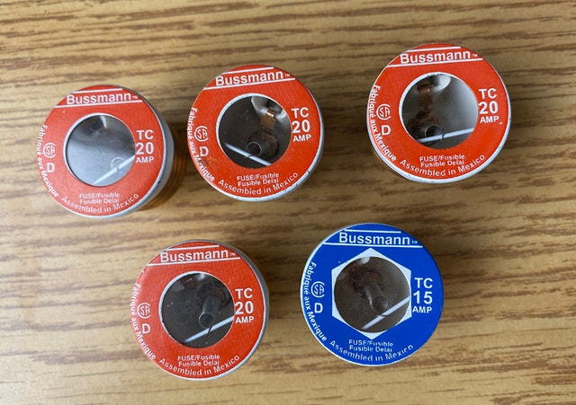 5 Cooper Bussmann T Series TC 20 Amp Fuses