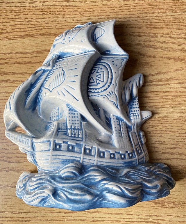 Vintage Pirate Sailing Ship Ceramic Wall Hanging