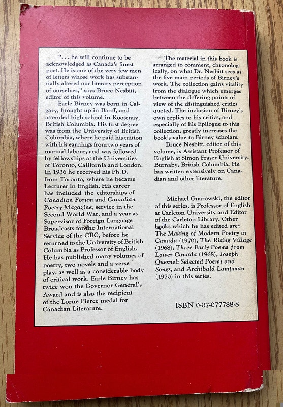 Earle Birney: Critical Views by Bruce Nesbitt paperback 1975 - photo 3