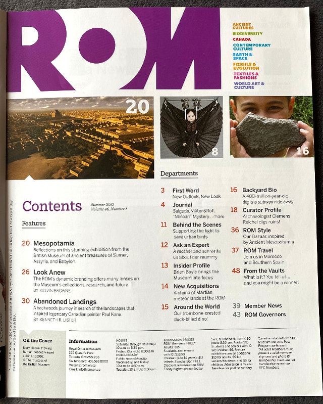 ROM Royal Ontario Museum Magazine Back Issues 2012-2018 - photo 3