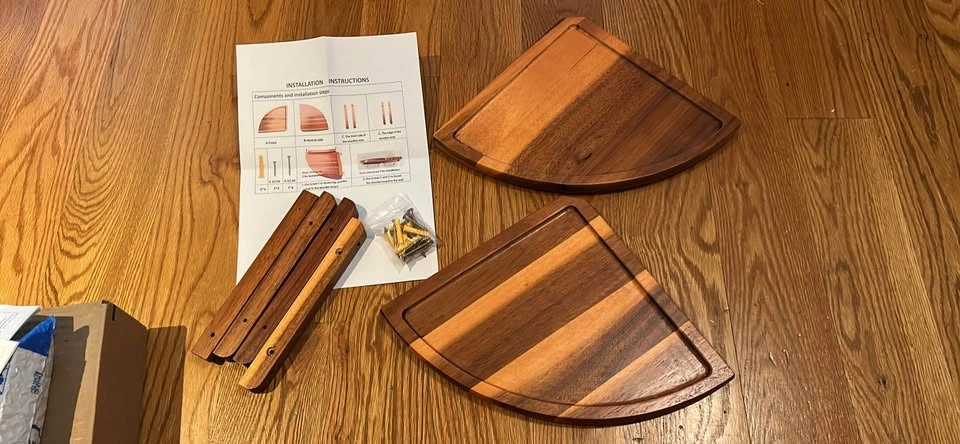 🌱 Natural Acacia Wood Corner Shelves (Set of 2) - photo 2