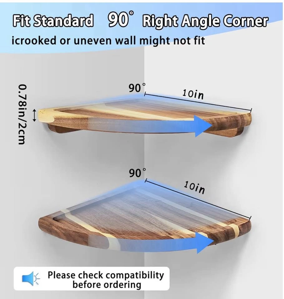 🌱 Natural Acacia Wood Corner Shelves (Set of 2) - photo 3