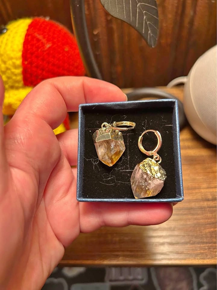 🌱Handmade Citrine Crystal Rough Stone Earrings (Joseph Brothers)