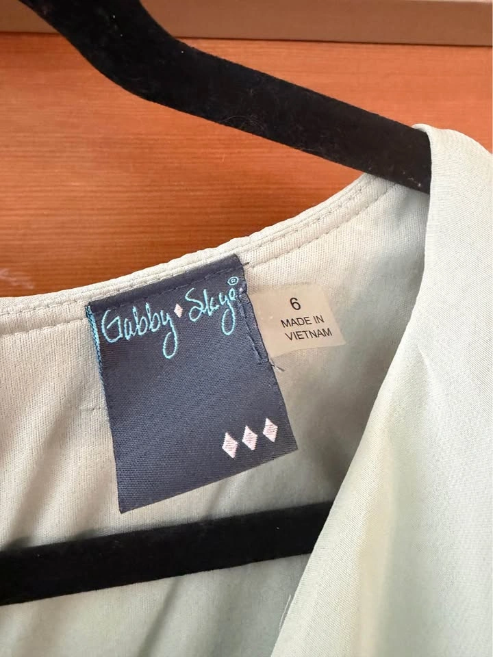 Sage Green Chiffon Wrap Dress – Size 6 - photo 2