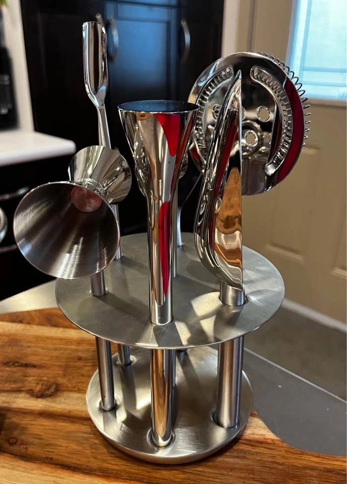 Crate & Barrel Bar Tool Set With Stand & Ice Bucket - photo 3