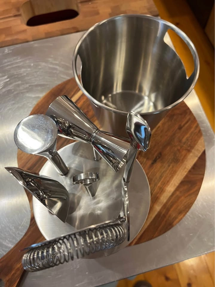 Crate & Barrel Bar Tool Set With Stand & Ice Bucket - photo 4