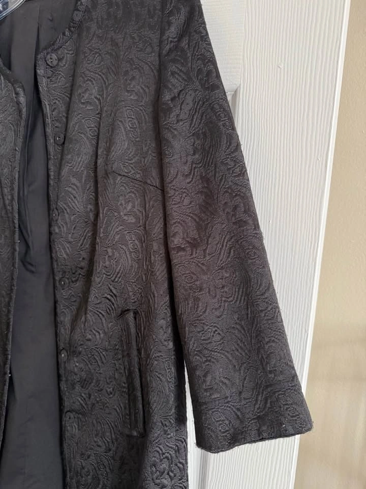 Black Textured Pattern Jacket Coat - photo 4