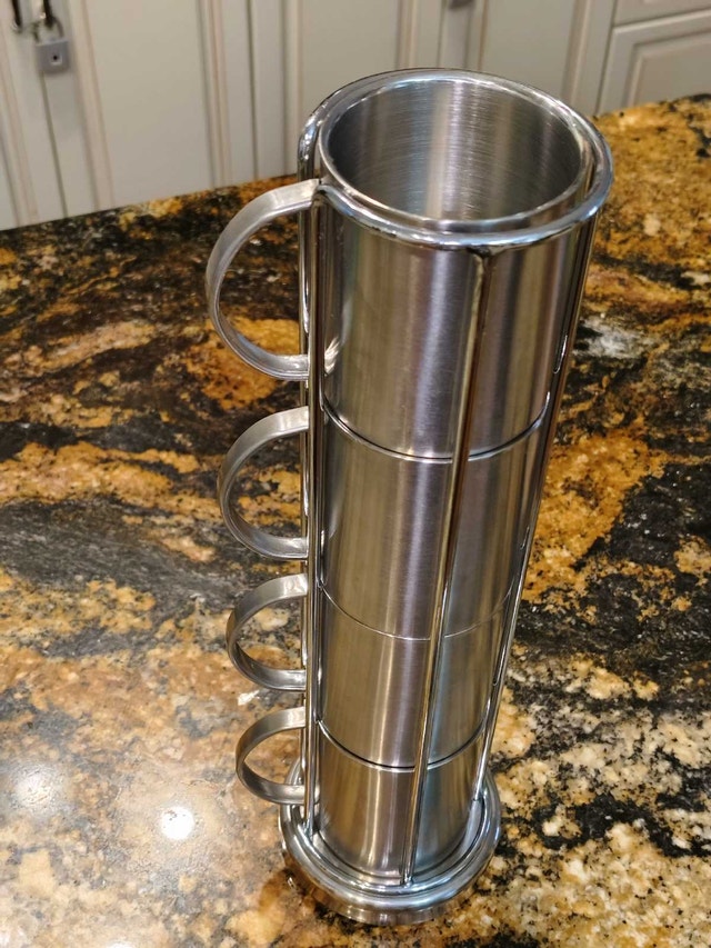 4 Stainless Steel Camping Cups with Stand - photo 2