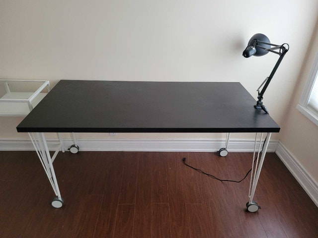 59 inches Large Black Desk with Wheels
