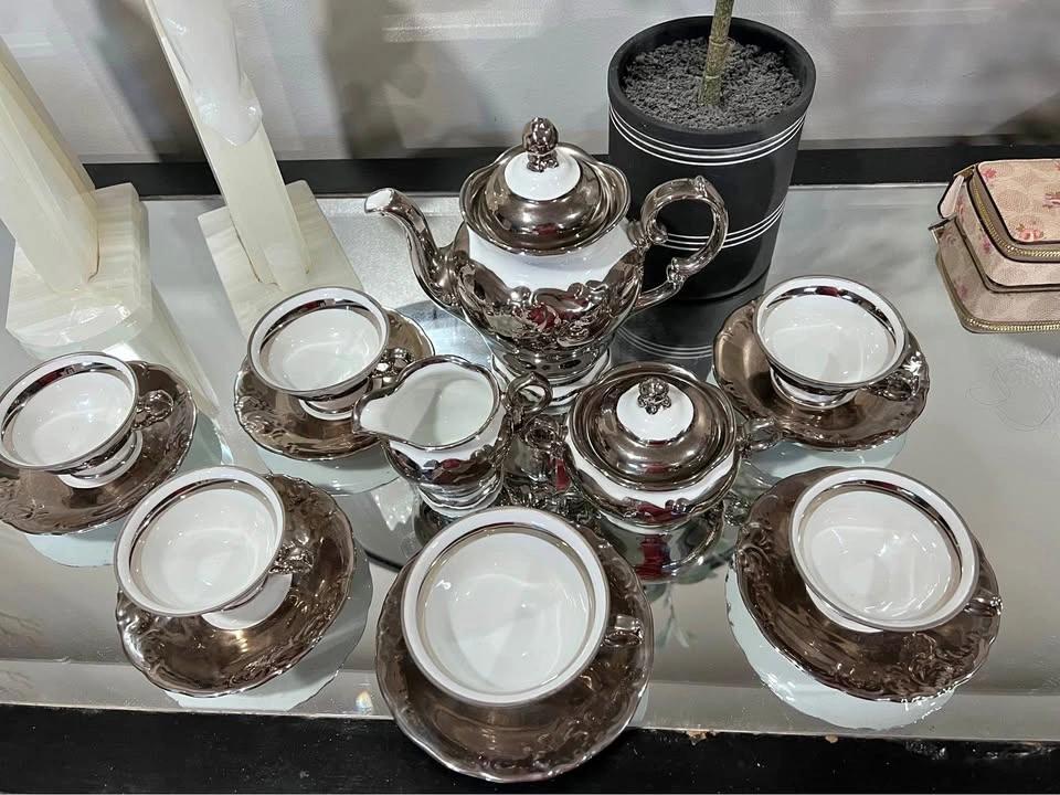 17 Pc Antique Vintage Silver Plated WAWEL Teapot Set