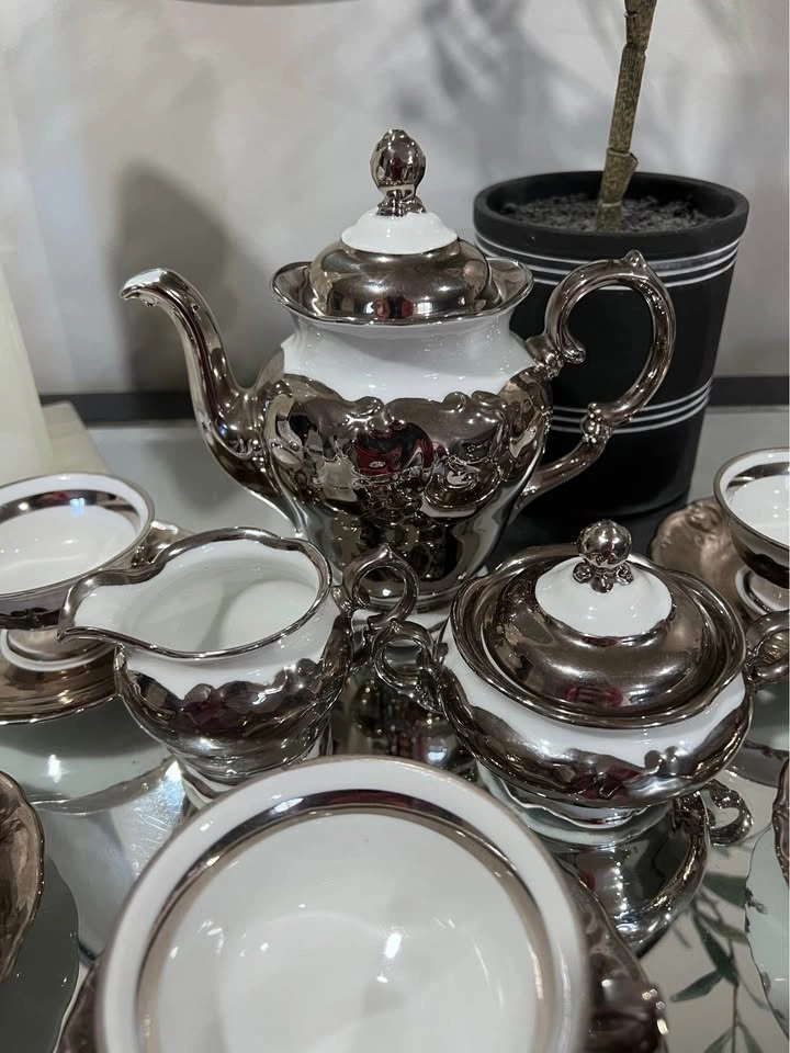 17 Pc Antique Vintage Silver Plated WAWEL Teapot Set - photo 2