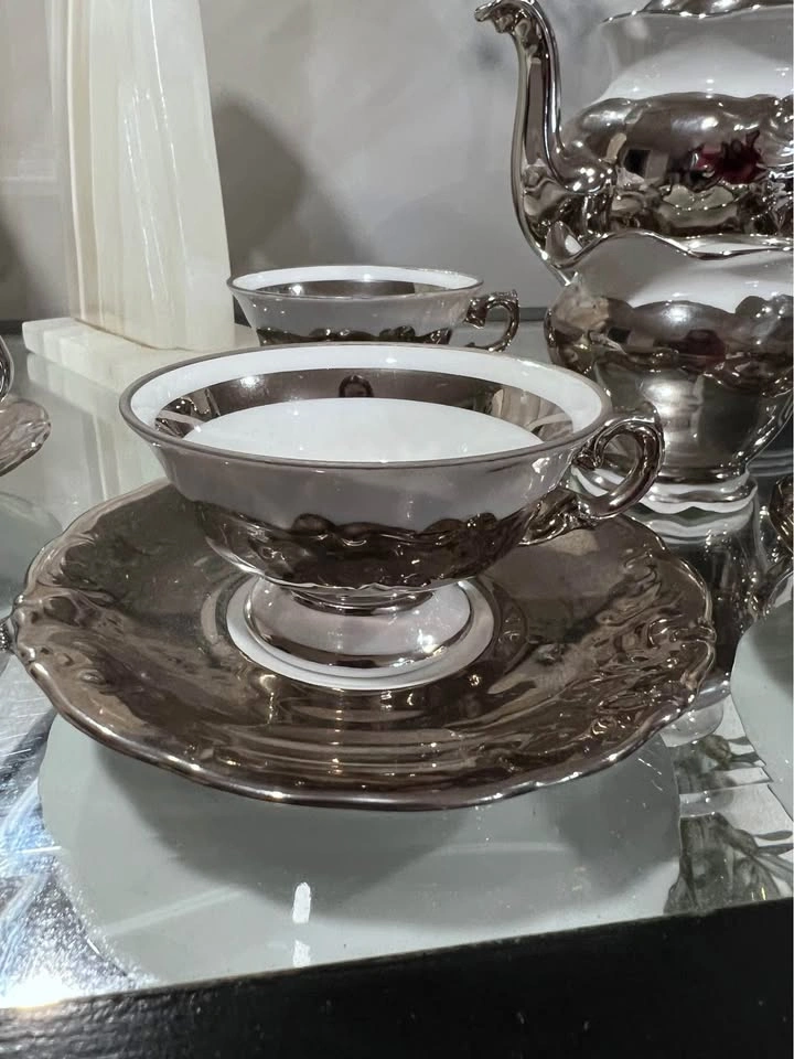 17 Pc Antique Vintage Silver Plated WAWEL Teapot Set - photo 4
