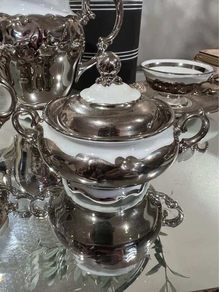 17 Pc Antique Vintage Silver Plated WAWEL Teapot Set - photo 5