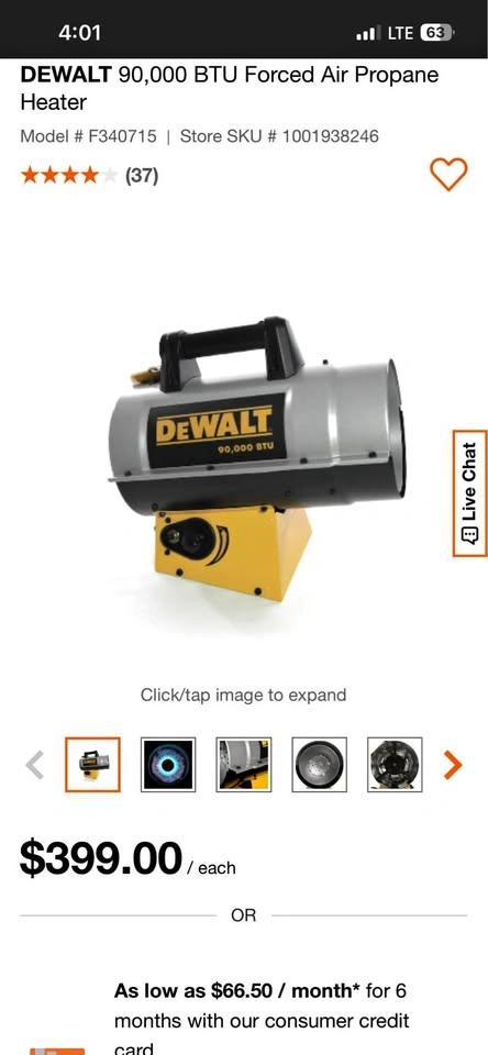 DEWALT 90,000 BTU Forced Air Propane Heater