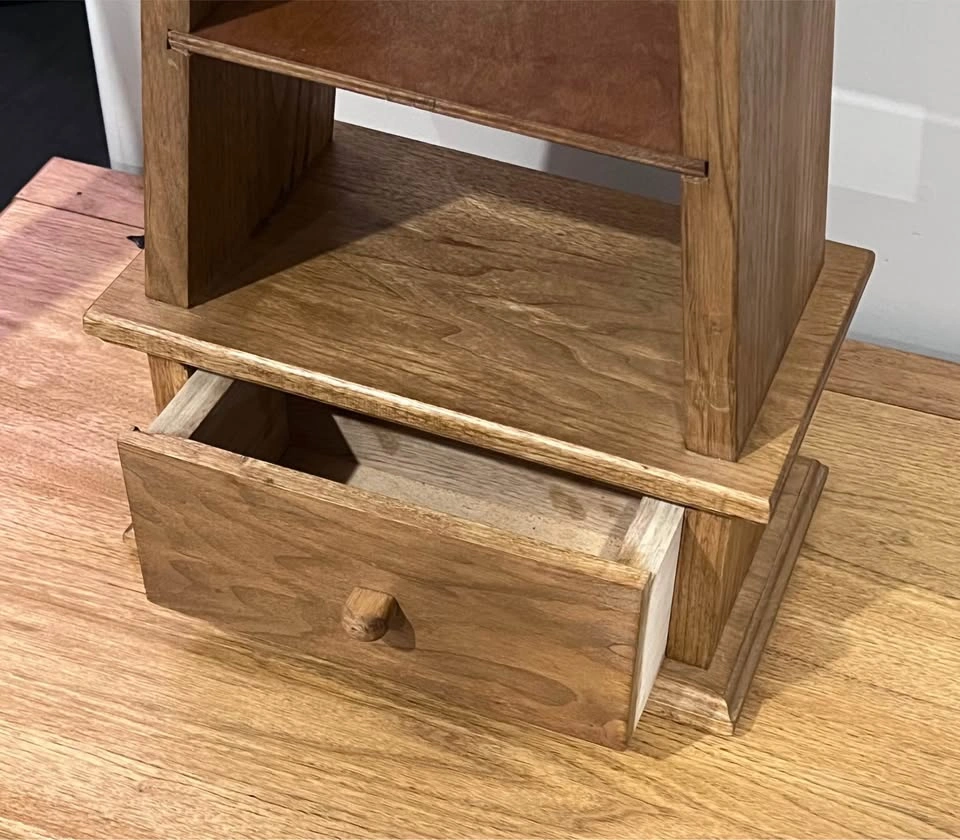 Vintage Solid Oak Display Shelf with Drawer - photo 5