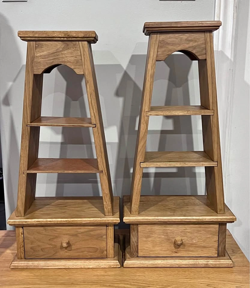 Vintage Solid Oak Display Shelf with Drawer - $50 Each