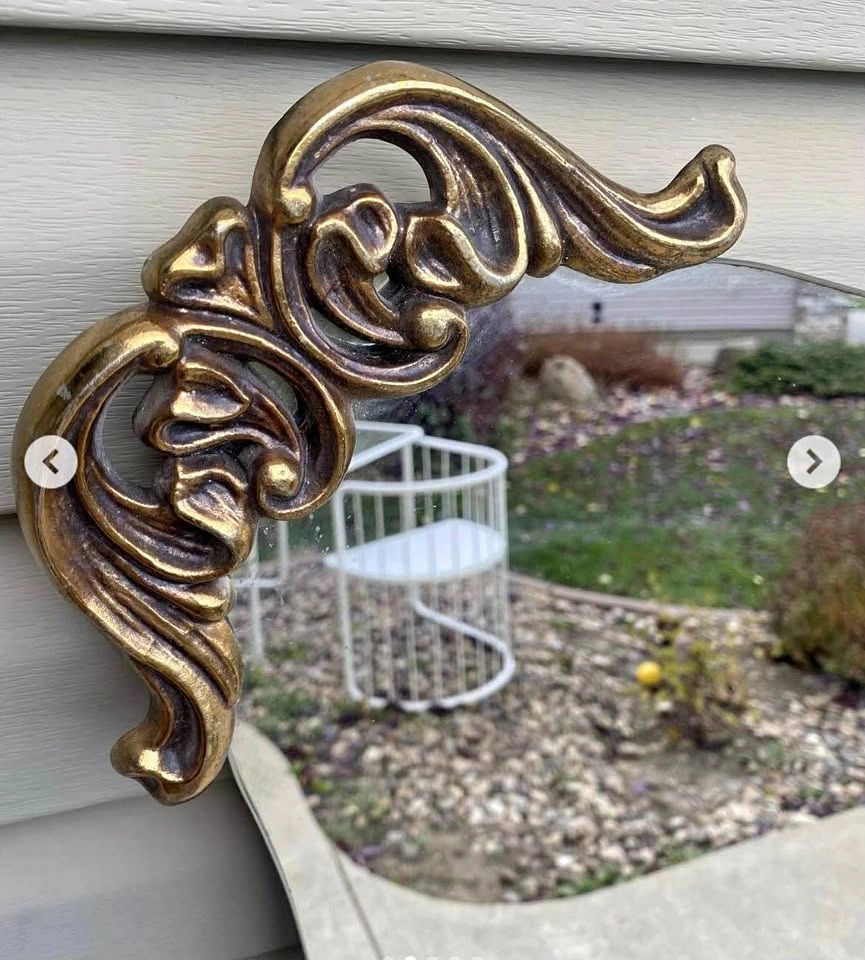 Vintage Strathroy Glass Mirror - Ornate Brass Details - 27" x 39