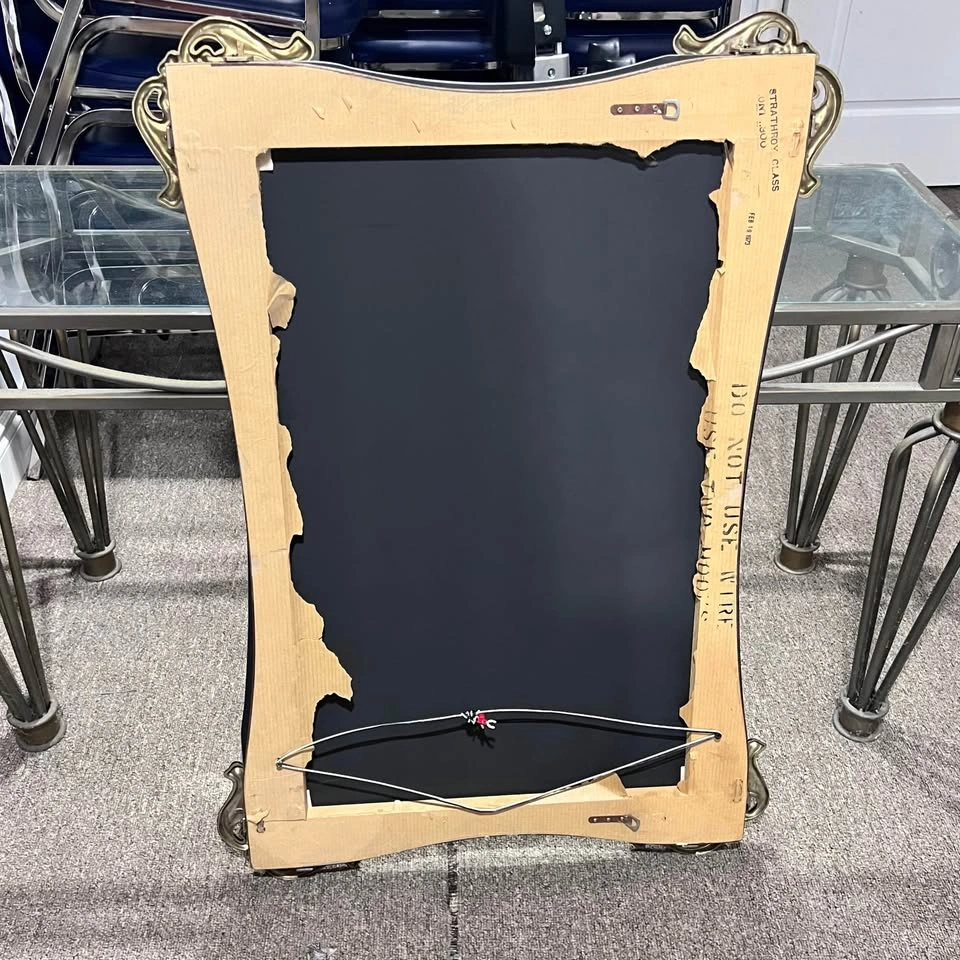 Vintage Strathroy Glass Mirror - Ornate Brass Details - 27" x 39 - photo 3