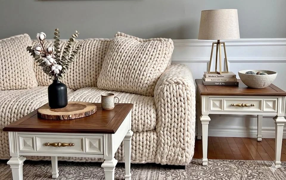 Stunning Set Of Two Toned End Tables - Free Delivery