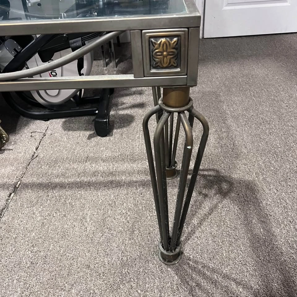 Vintage Iron Glass-top Console Entry Way Table - photo 2