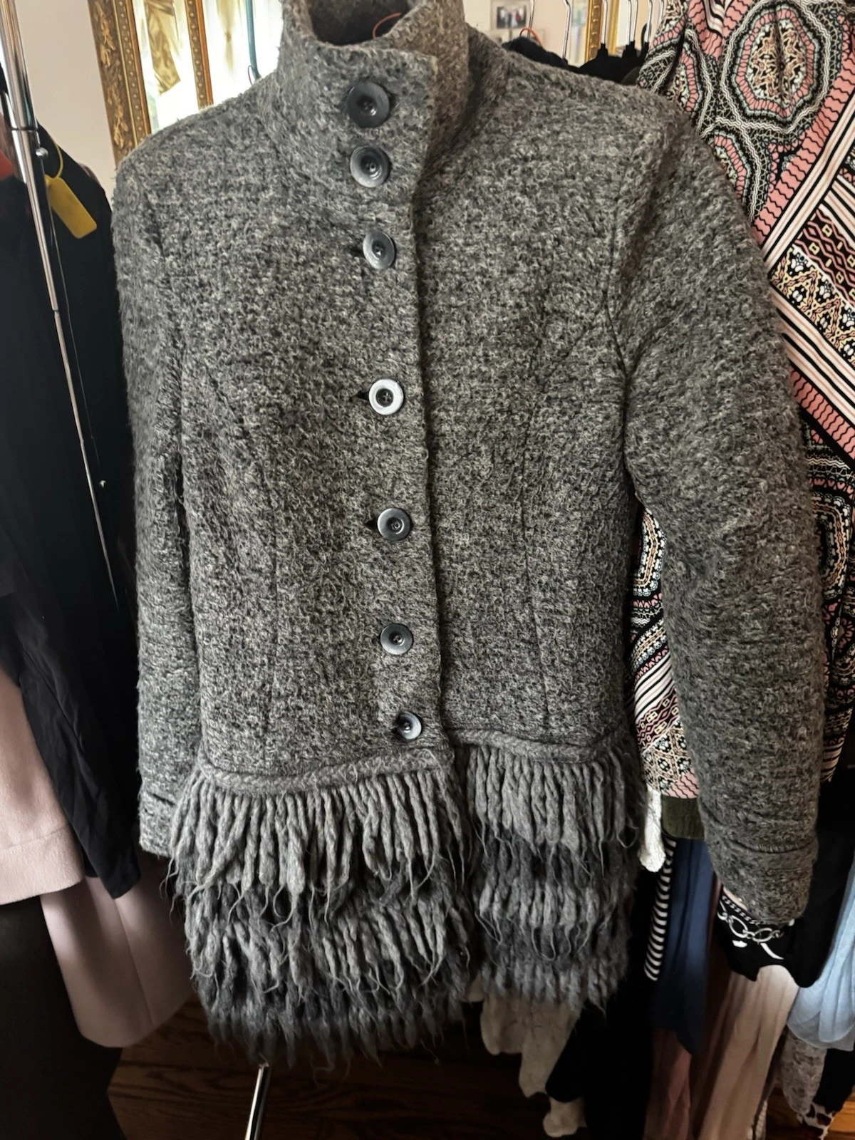 Rinascimento Italy Wool Blend High Collar Coat - Women's M