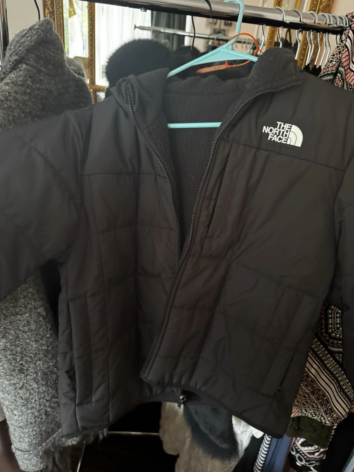 The North Face Boys Medium 10/12 Puffer Jacket Black Reversible
