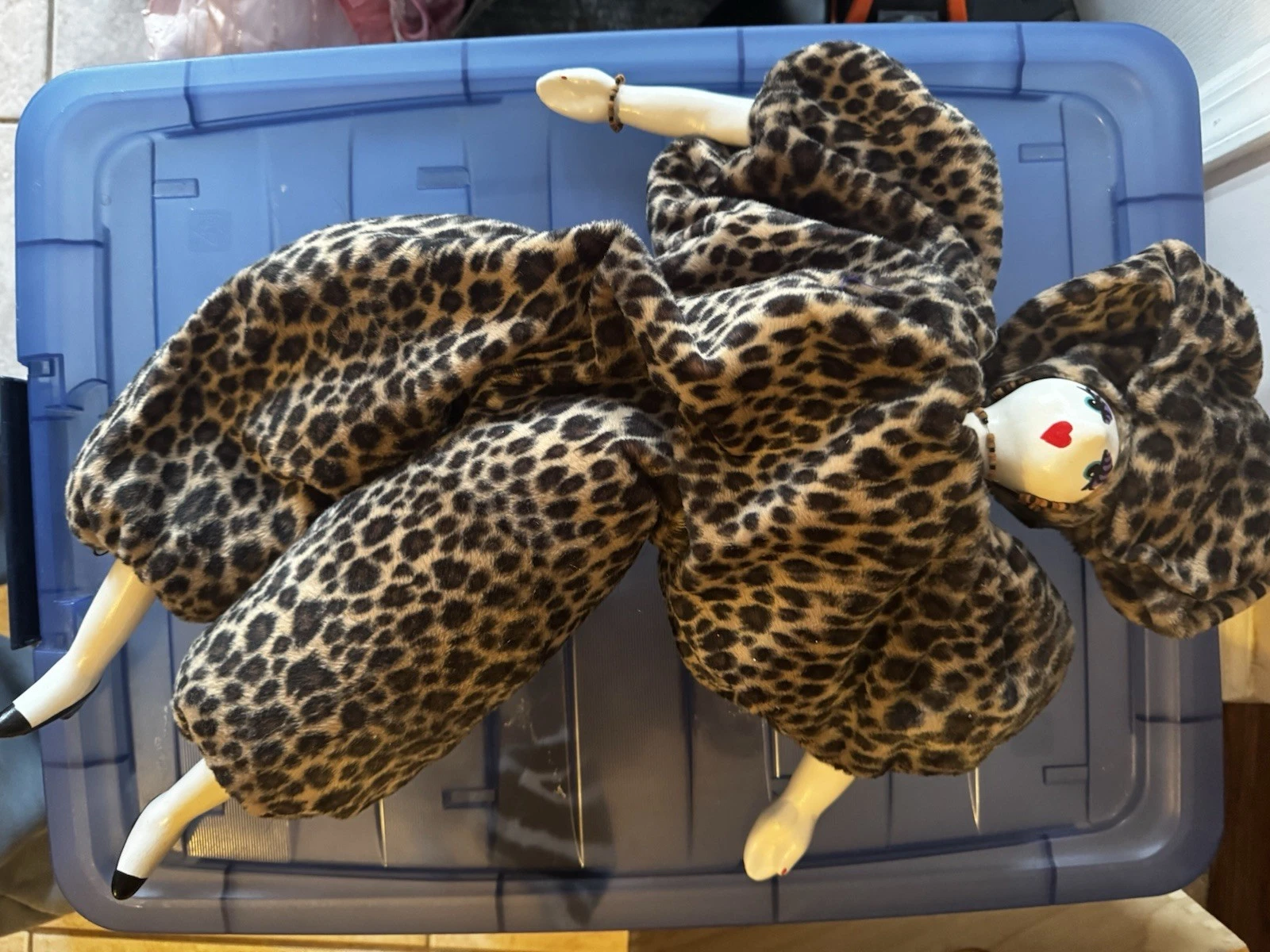 Large VTG Porcelain Poupee Millet Doll Animal Print (Damage) - photo 2