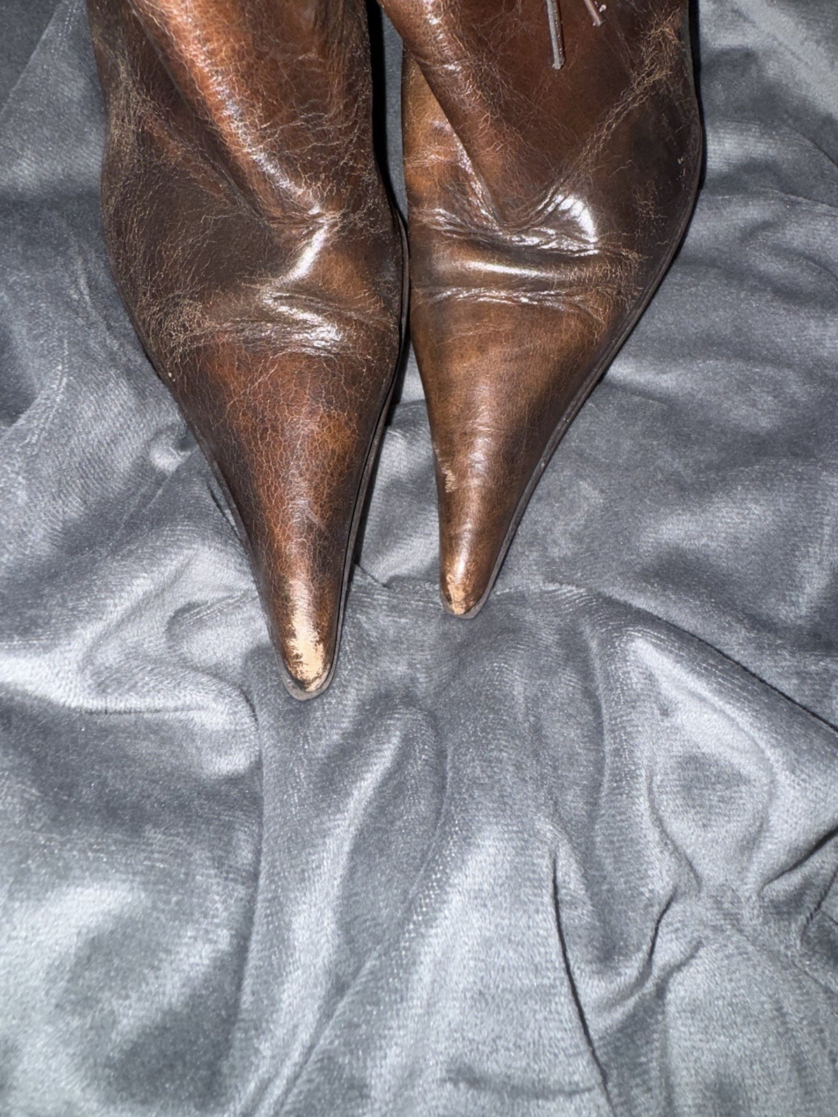 Steve Madden Y2K Leather Rabbit Fur Knee Boots 6.5 - photo 5