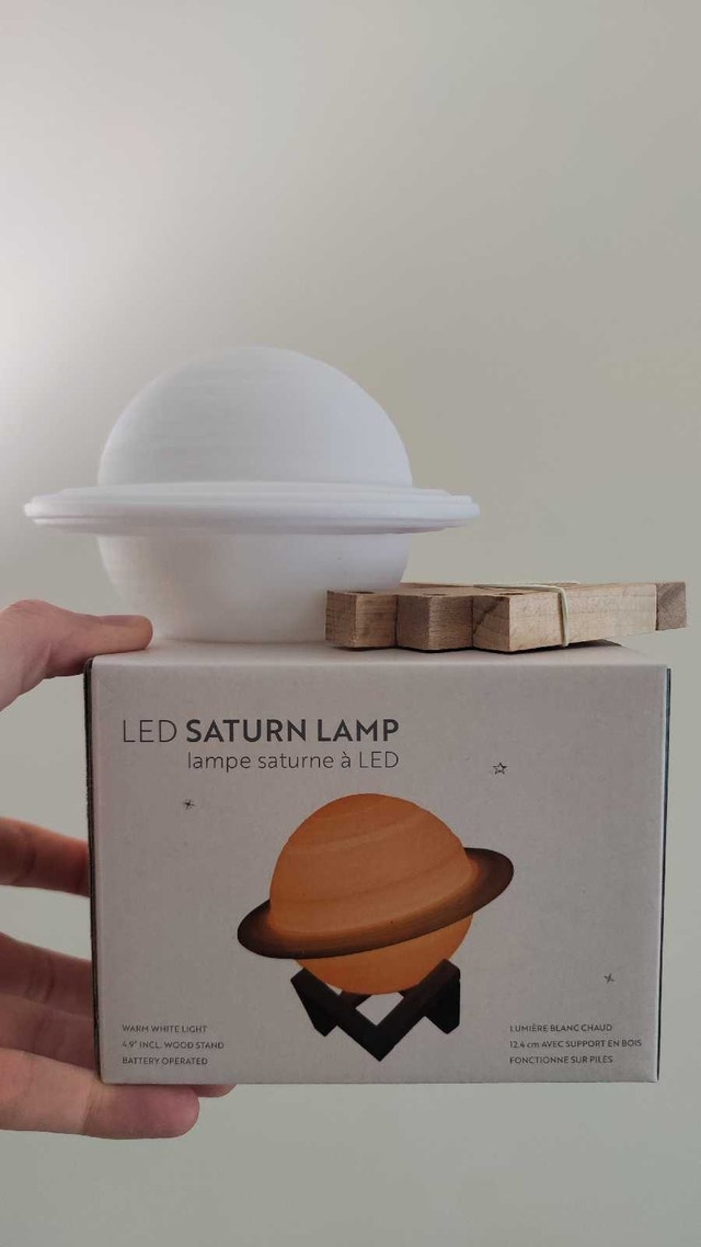 LED Saturn Lamp with Wood Stand - Brand New