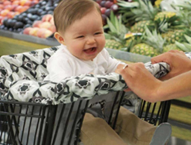 JJ Cole Collections Gray White Floral Shopping Cart Cover