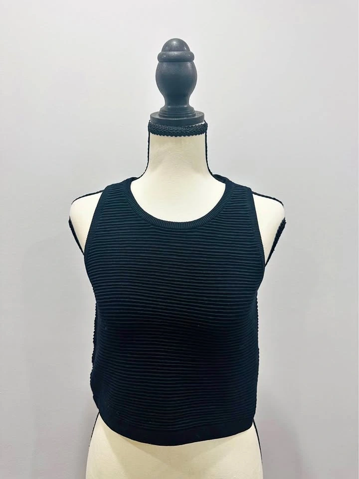 EUC Babaton Aritzia Black Ribbed Tank Crop Top Size XS