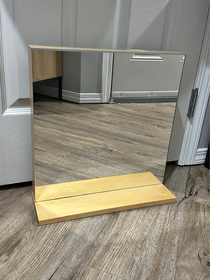 Tabletop Mirror Wood Base 17" Tall