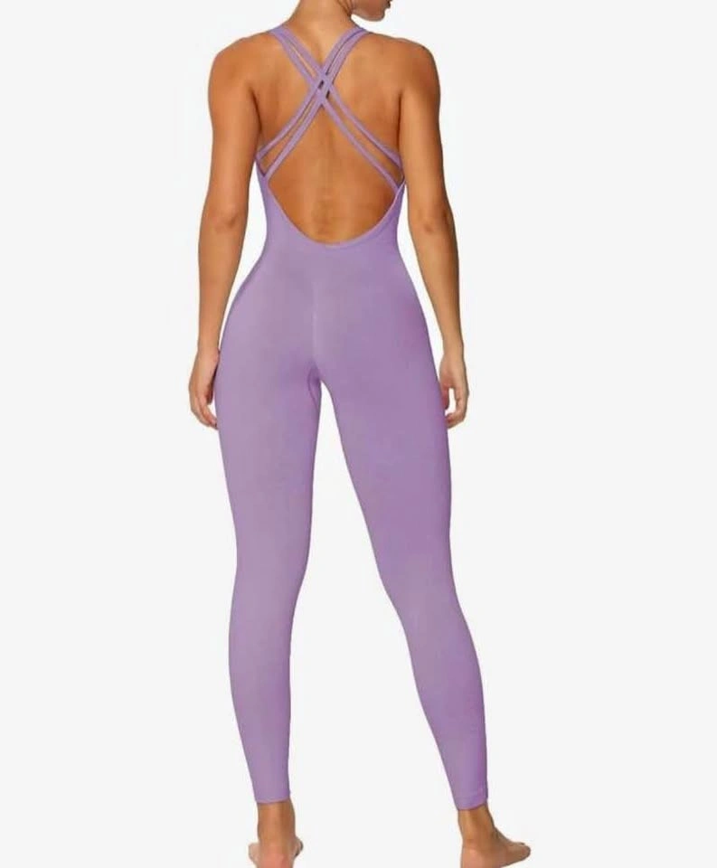 NEW Small Sunzel Purple Sleeveless Cross Back Jumpsuit