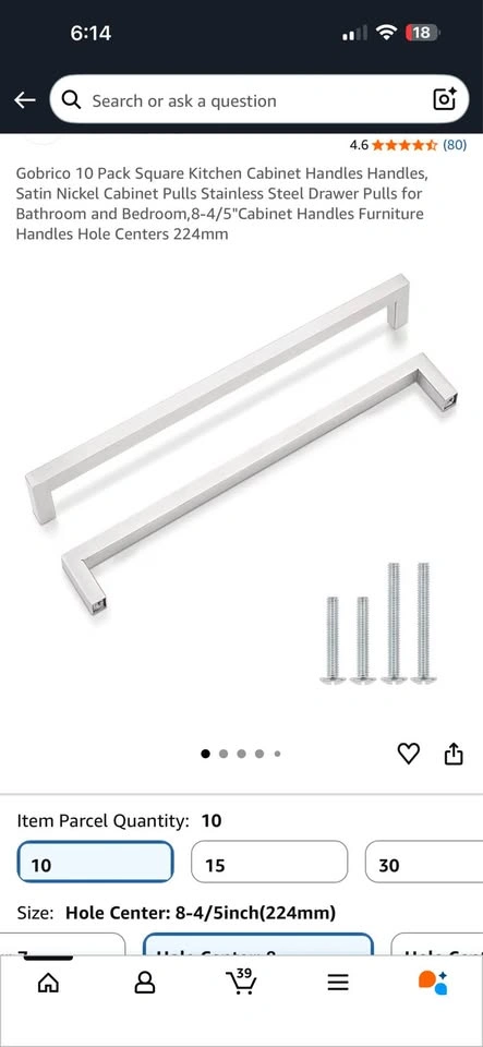 NEW Gobrico 20 Pack Square Bar Cabinet Handles 224mm - photo 4