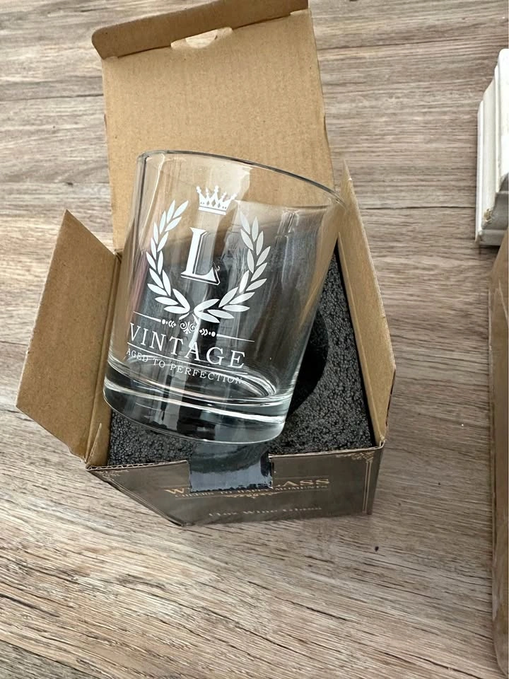 NEW Vintage 'L' Aged to Perfection Glass
