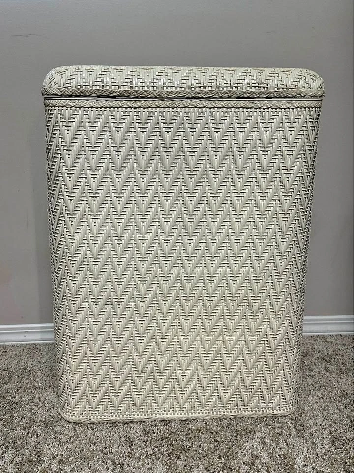 Vintage Redmon Woven Rattan Laundry Hamper - Mid Century Style