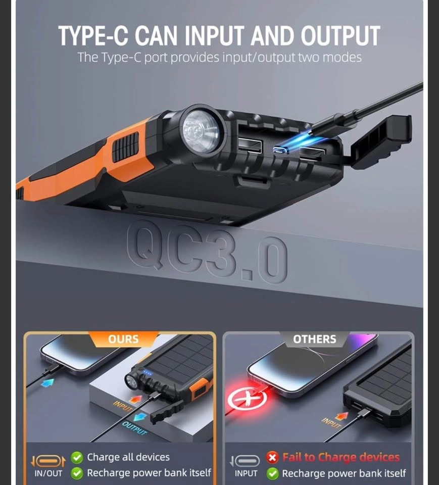 Power Bank Solar 42800 mAh 5 V 3,1 A QC 3.0 - Orange - photo 5
