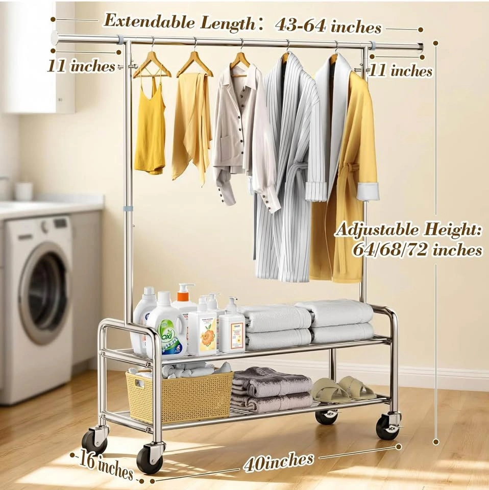 (New)760LBS Heavy Duty Rolling Clothes Rack - photo 2