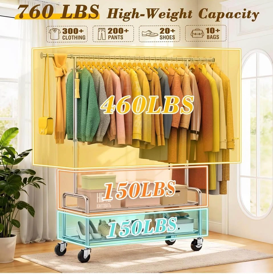 (New)760LBS Heavy Duty Rolling Clothes Rack - photo 4