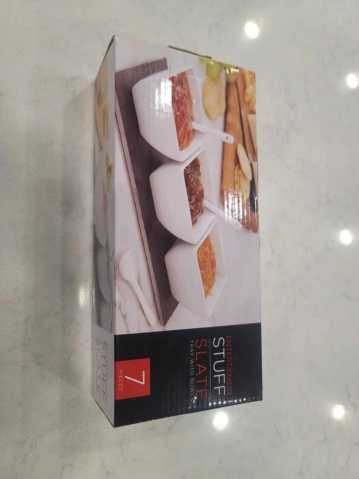 Entertaining Serving Slate Tray with Bowls – 7 Piece Set - photo 2