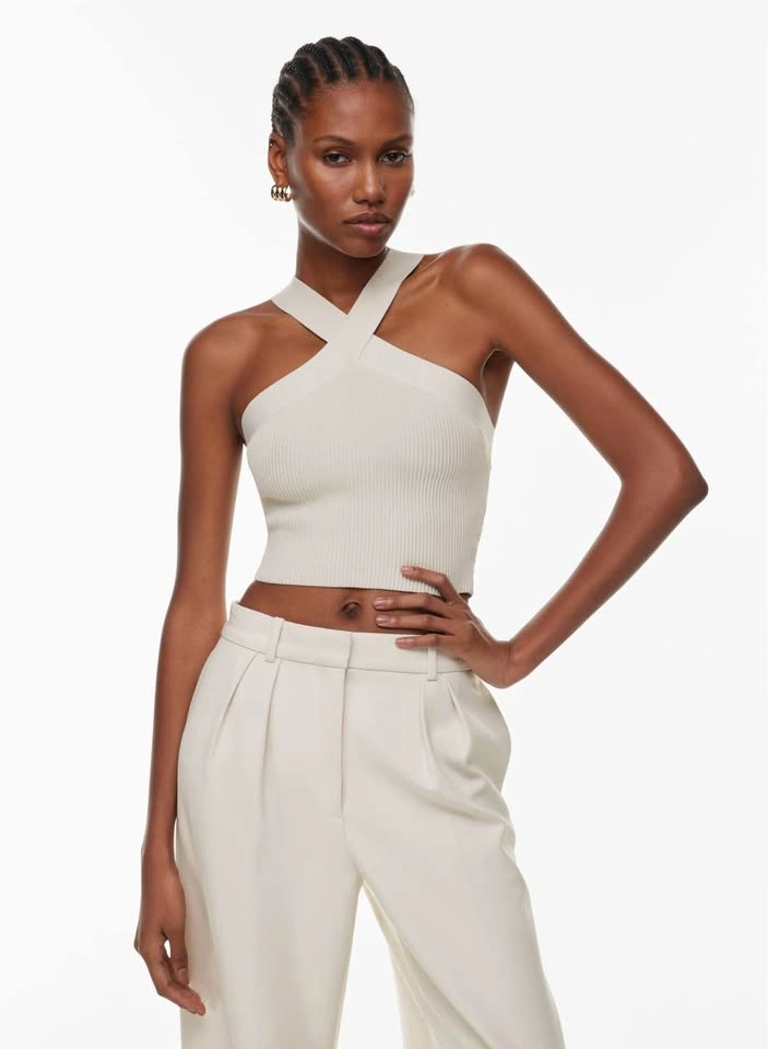 GUC Babaton Aritizia Sculpt Knit Crop Halter Top Cream XS - photo 2