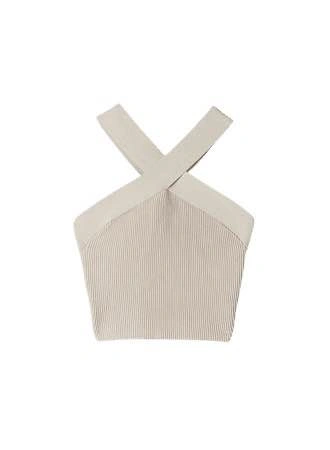 GUC Babaton Aritizia Sculpt Knit Crop Halter Top Cream XS - photo 3
