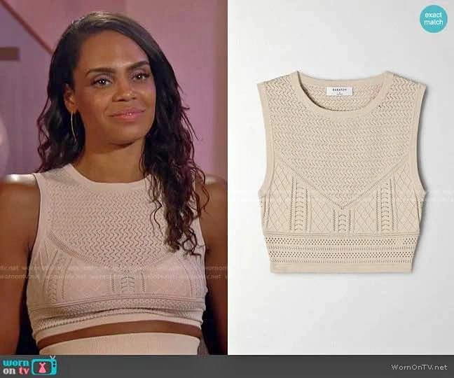 EUC Babaton Aritizia Pointelle Knit Crop Top XS Beige