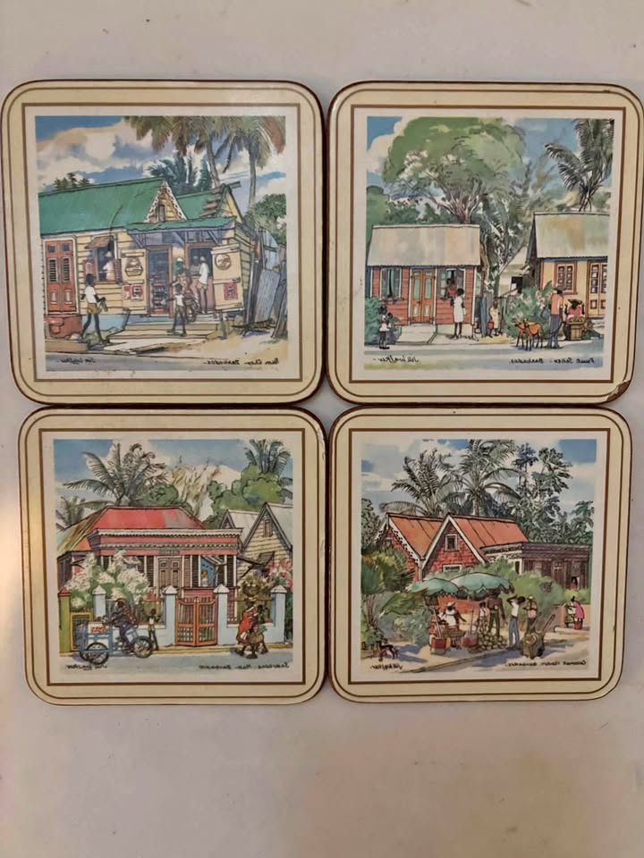 Vintage African hand painted scenery coasters for cup/glass
